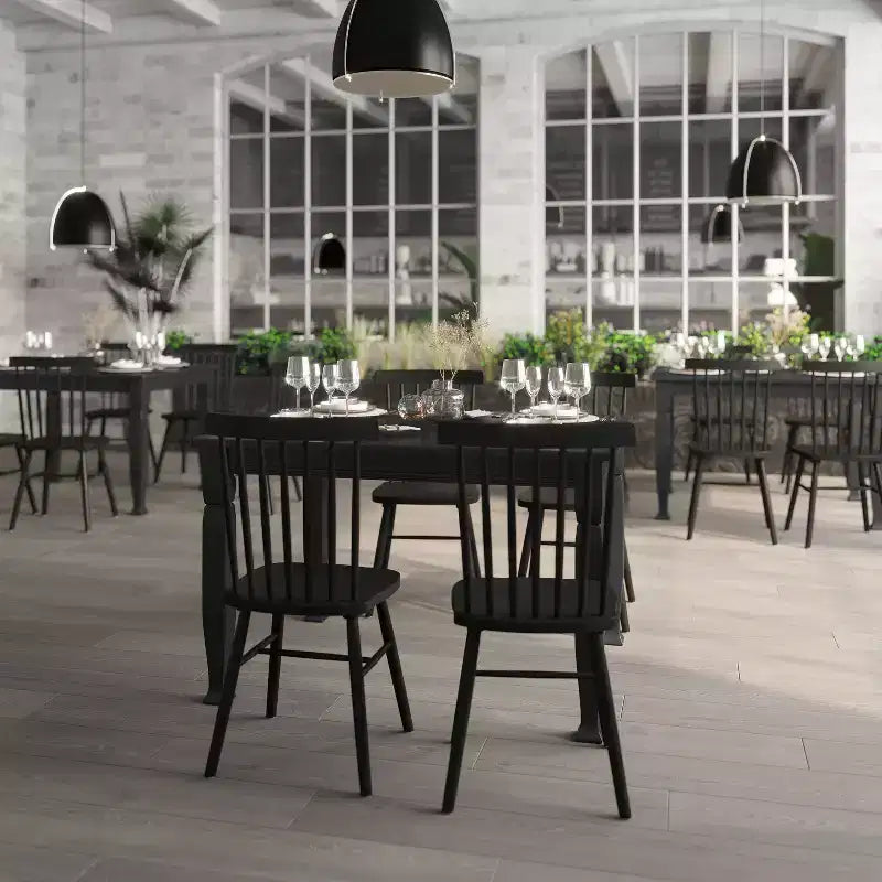 Flash Furniture Grace, tavolo da pranzo in legno massello con gambe in legno tornite, tavolo rettangolare in legno resistente di grado commerciale per 4 persone