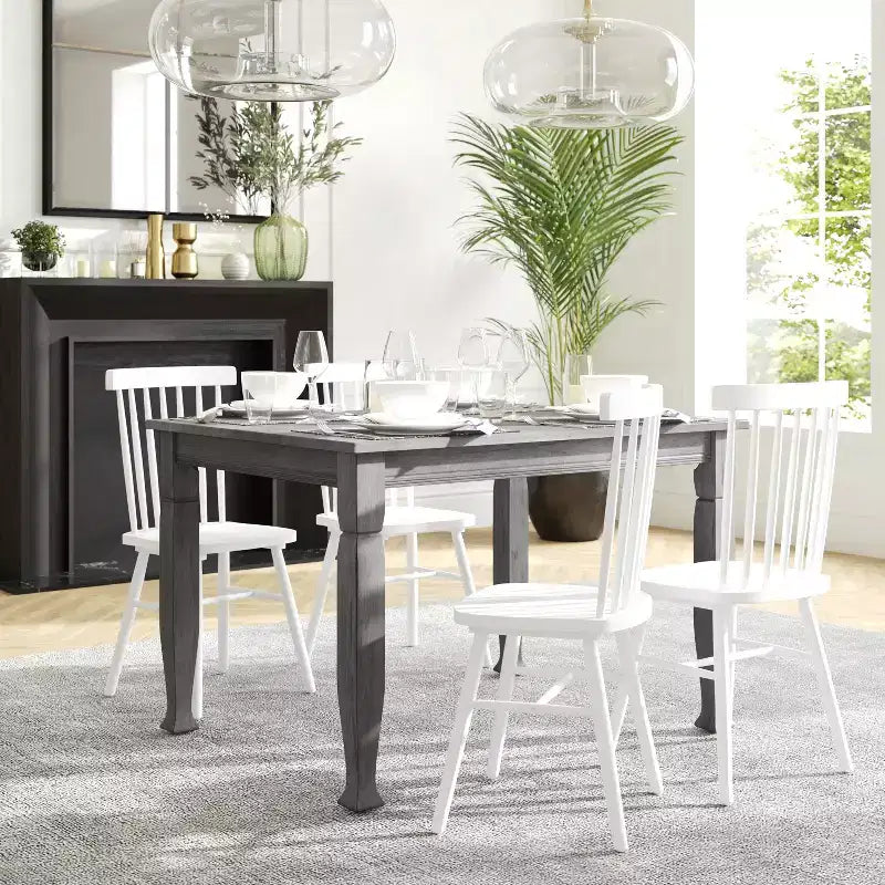 Flash Furniture Grace, tavolo da pranzo in legno massello con gambe in legno tornite, tavolo rettangolare in legno resistente di grado commerciale per 4 persone