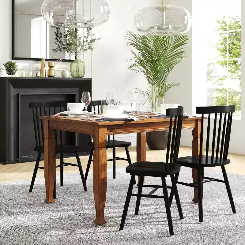 Flash Furniture Grace, tavolo da pranzo in legno massello con gambe in legno tornite, tavolo rettangolare in legno resistente di grado commerciale per 4 persone