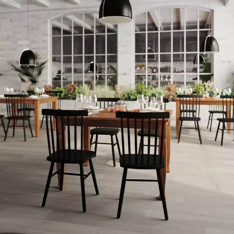 Flash Furniture Grace, tavolo da pranzo in legno massello con gambe in legno tornite, tavolo rettangolare in legno resistente di grado commerciale per 4 persone