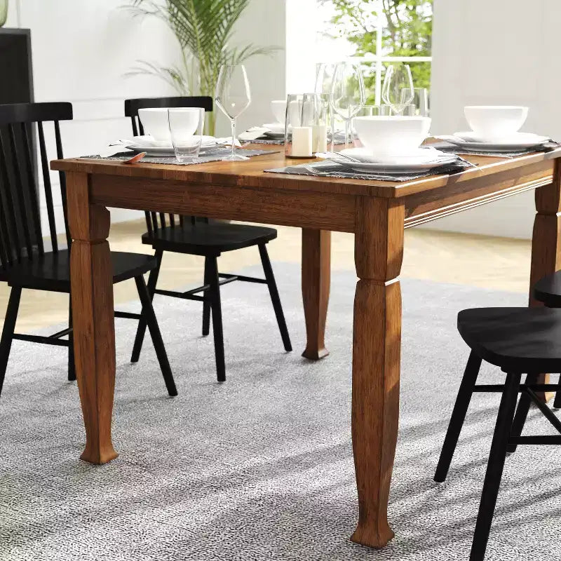 Flash Furniture Grace, tavolo da pranzo in legno massello con gambe in legno tornite, tavolo rettangolare in legno resistente di grado commerciale per 4 persone