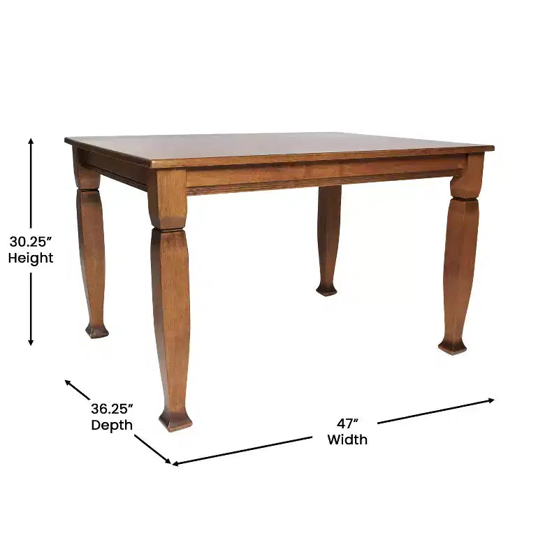 Flash Furniture Grace, tavolo da pranzo in legno massello con gambe in legno tornite, tavolo rettangolare in legno resistente di grado commerciale per 4 persone