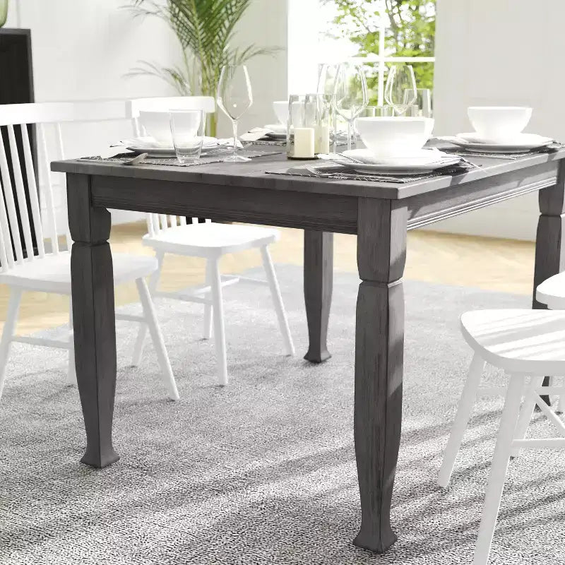 Flash Furniture Grace, tavolo da pranzo in legno massello con gambe in legno tornite, tavolo rettangolare in legno resistente di grado commerciale per 4 persone