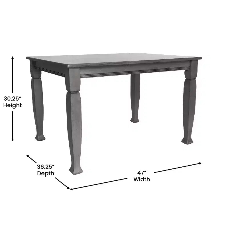 Flash Furniture Grace, tavolo da pranzo in legno massello con gambe in legno tornite, tavolo rettangolare in legno resistente di grado commerciale per 4 persone