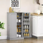 HOMCOM Dispensa da Cucina 41, Mobile Credenza da Cucina a 2 Ante con 5 Ripiani, 12 Portaspezie e Mensole Regolabili per Sala da Pranzo