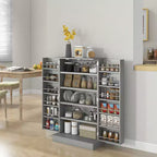 HOMCOM Dispensa da Cucina 41, Mobile Credenza da Cucina a 2 Ante con 5 Ripiani, 12 Portaspezie e Mensole Regolabili per Sala da Pranzo