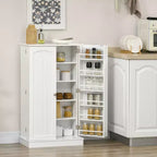 HOMCOM Dispensa da Cucina 41, Mobile Credenza da Cucina a 2 Ante con 5 Ripiani, 12 Portaspezie e Mensole Regolabili per Sala da Pranzo