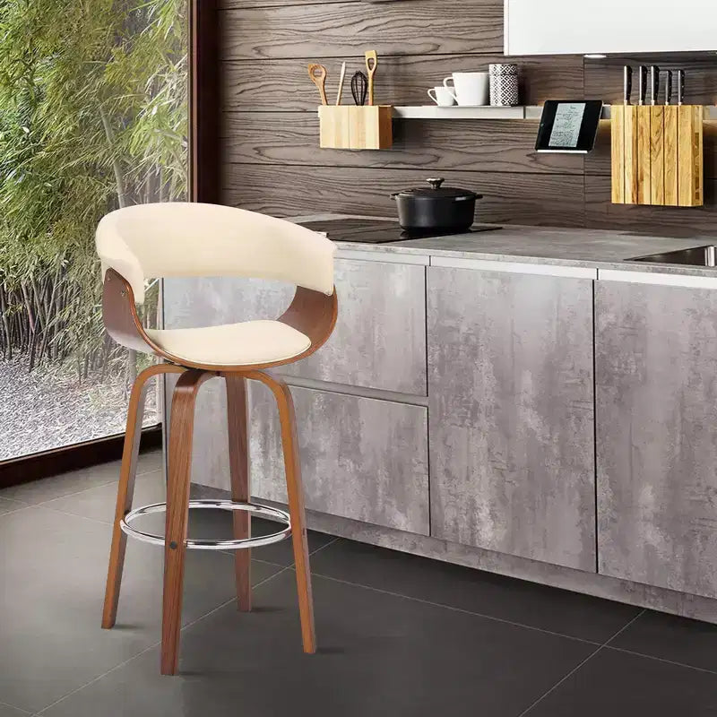 Sgabello da bar girevole in ecopelle e legno Julyssa da 26" - Armen Living