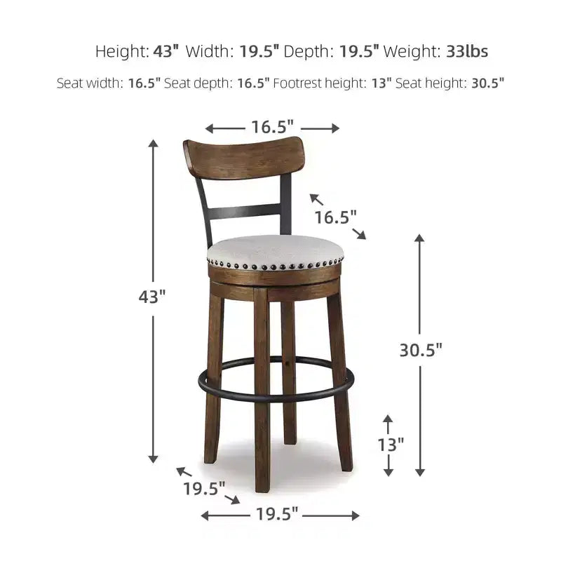 Sgabello da bar imbottito girevole Tall Valebeck - Design esclusivo Ashley