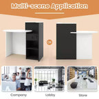 Costway Bancone per Reception, Scrivania da Ufficio con Ripiano Aperto e Cassetto con Serratura, Bianco/Marrone/Nero