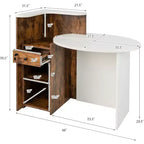 Costway Bancone per Reception, Scrivania da Ufficio con Ripiano Aperto e Cassetto con Serratura, Bianco/Marrone/Nero