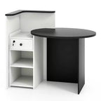 Costway Bancone per Reception, Scrivania da Ufficio con Ripiano Aperto e Cassetto con Serratura, Bianco/Marrone/Nero