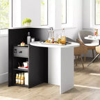 Costway Bancone per Reception, Scrivania da Ufficio con Ripiano Aperto e Cassetto con Serratura, Bianco/Marrone/Nero