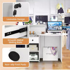 Costway Bancone per Reception, Scrivania da Ufficio con Ripiano Aperto e Cassetto con Serratura, Bianco/Marrone/Nero