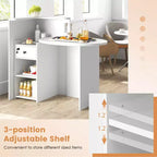 Costway Bancone per Reception, Scrivania da Ufficio con Ripiano Aperto e Cassetto con Serratura, Bianco/Marrone/Nero