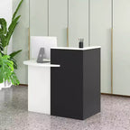 Costway Bancone per Reception, Scrivania da Ufficio con Ripiano Aperto e Cassetto con Serratura, Bianco/Marrone/Nero