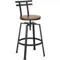 Elm Lane Clifton Bronze Metal Swivel Bar Stool Brown 29 1/2 High Industrial Adjustable Wood Seat with Backrest Footrest for Kitchen Counter Height