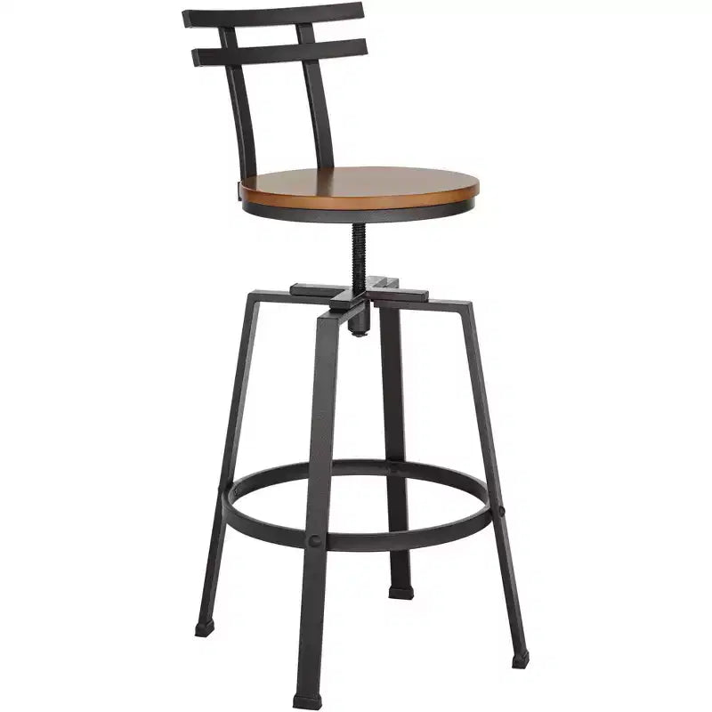 Sgabello da bar girevole Elm Lane Clifton in metallo bronzato marrone, altezza 75 cm, sedile in legno regolabile in stile industriale con schienale e poggiapiedi, per bancone cucina