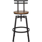 Sgabello da bar girevole Elm Lane Clifton in metallo bronzato marrone, altezza 75 cm, sedile in legno regolabile in stile industriale con schienale e poggiapiedi, per bancone cucina