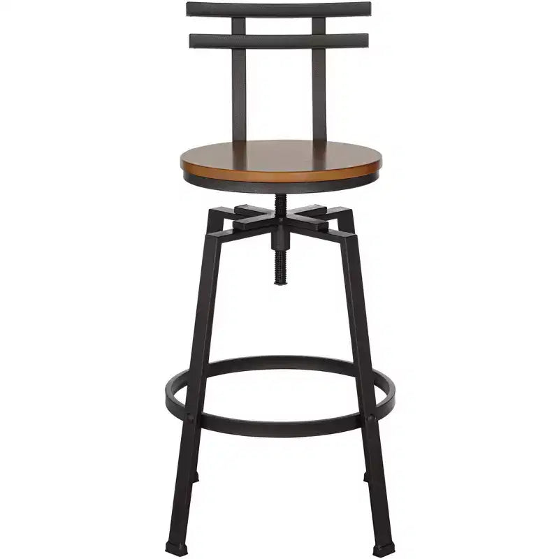 Sgabello da bar girevole Elm Lane Clifton in metallo bronzato marrone, altezza 75 cm, sedile in legno regolabile in stile industriale con schienale e poggiapiedi, per bancone cucina