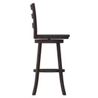 Sgabello da bar girevole in legno massello con schienale a scala, altezza bancone, qualità commerciale Liesel di Flash Furniture, con sedile in legno massello