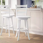 Sgabello da bar girevole in legno massello con schienale a scala, altezza bancone, qualità commerciale Liesel di Flash Furniture, con sedile in legno massello