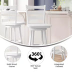 Sgabello da bar girevole in legno massello con schienale a scala, altezza bancone, qualità commerciale Liesel di Flash Furniture, con sedile in legno massello
