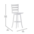 Sgabello da bar girevole in legno massello con schienale a scala, altezza bancone, qualità commerciale Liesel di Flash Furniture, con sedile in legno massello