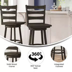 Sgabello da bar girevole in legno massello con schienale a scala, altezza bancone, qualità commerciale Liesel di Flash Furniture, con sedile in legno massello
