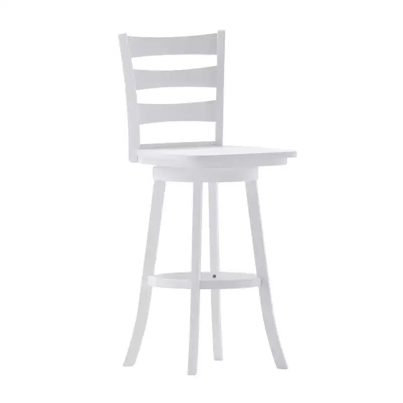 Sgabello da bar girevole in legno massello con schienale a scala, altezza bancone, qualità commerciale Liesel di Flash Furniture, con sedile in legno massello