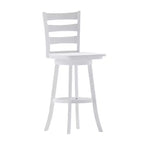 Sgabello da bar girevole in legno massello con schienale a scala, altezza bancone, qualità commerciale Liesel di Flash Furniture, con sedile in legno massello