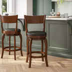 Flash Furniture Sgabello da bar Nichola di livello commerciale, schienale aperto classico, girevole, altezza bancone, con struttura in legno curvato e seduta imbottita e rivestita