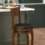 Flash Furniture Sgabello da bar Nichola di livello commerciale, schienale aperto classico, girevole, altezza bancone, con struttura in legno curvato e seduta imbottita e rivestita