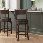 Flash Furniture Sgabello da bar Nichola di livello commerciale, schienale aperto classico, girevole, altezza bancone, con struttura in legno curvato e seduta imbottita e rivestita