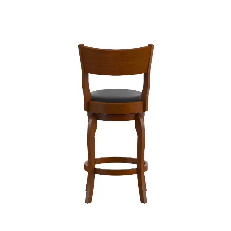 Flash Furniture Sgabello da bar Nichola di livello commerciale, schienale aperto classico, girevole, altezza bancone, con struttura in legno curvato e seduta imbottita e rivestita
