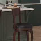 Flash Furniture Sgabello da bar Nichola di livello commerciale, schienale aperto classico, girevole, altezza bancone, con struttura in legno curvato e seduta imbottita e rivestita