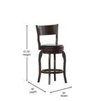 Flash Furniture Sgabello da bar Nichola di livello commerciale, schienale aperto classico, girevole, altezza bancone, con struttura in legno curvato e seduta imbottita e rivestita