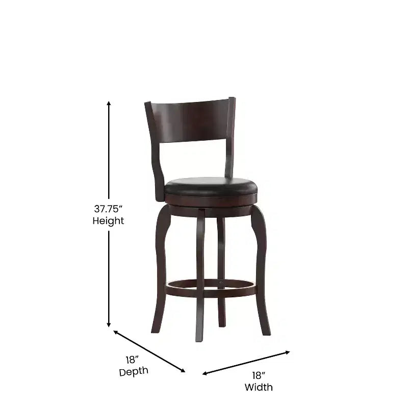 Flash Furniture Sgabello da bar Nichola di livello commerciale, schienale aperto classico, girevole, altezza bancone, con struttura in legno curvato e seduta imbottita e rivestita