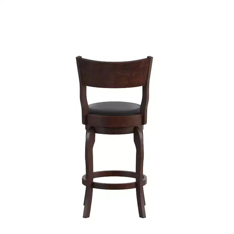 Flash Furniture Sgabello da bar Nichola di livello commerciale, schienale aperto classico, girevole, altezza bancone, con struttura in legno curvato e seduta imbottita e rivestita