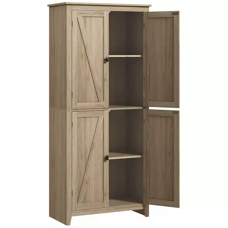 HOMCOM Dispensa da cucina indipendente 72" con 4 ante, armadio organizer con 4 livelli e ripiani regolabili