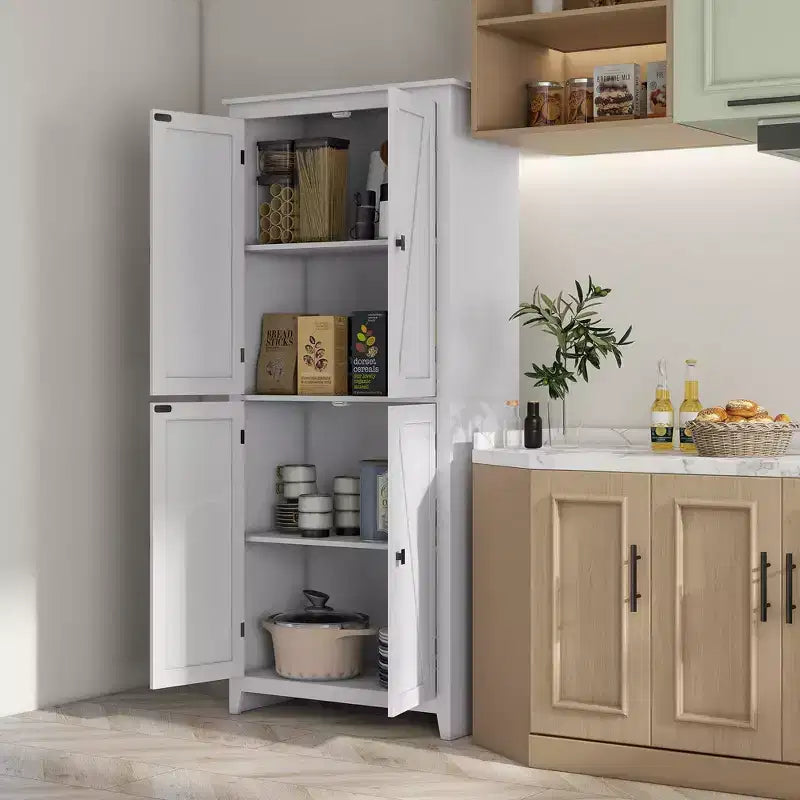 HOMCOM Dispensa da cucina indipendente 72" con 4 ante, armadio organizer con 4 livelli e ripiani regolabili