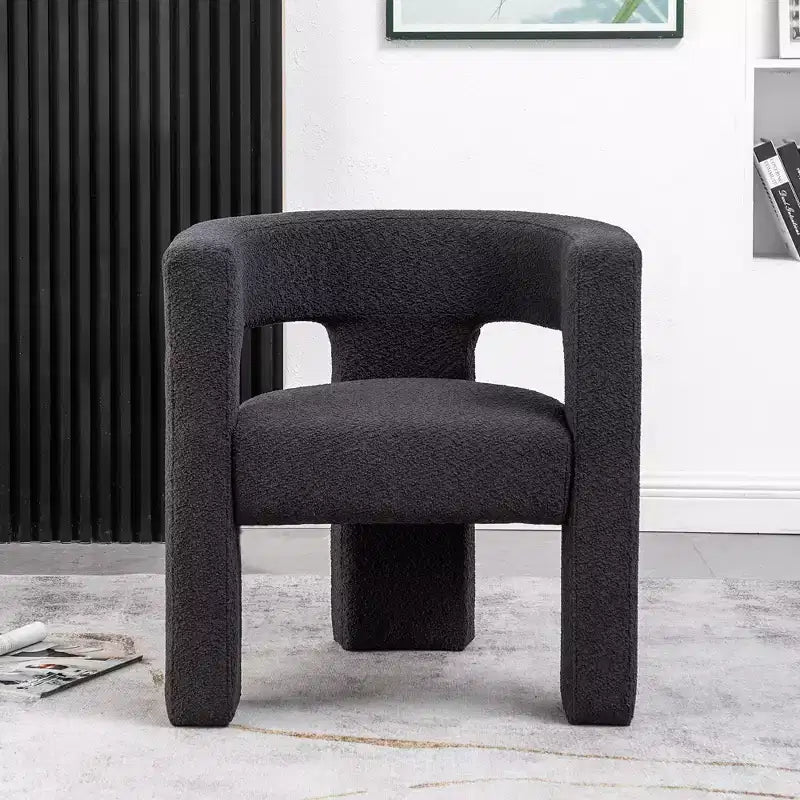 Poltrona a braccioli quadrati rivestita in bouclé da 71 cm - Kinwell