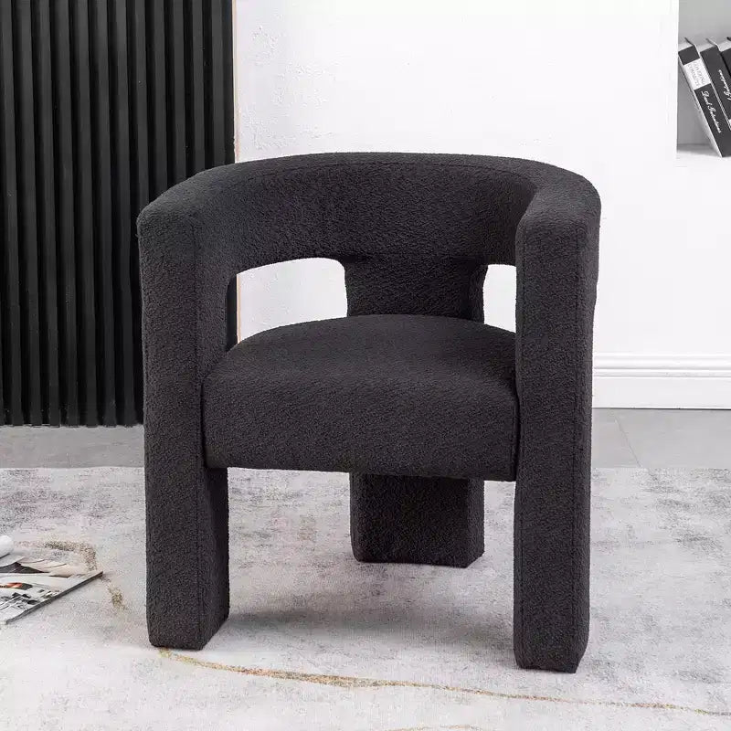Poltrona a braccioli quadrati rivestita in bouclé da 71 cm - Kinwell