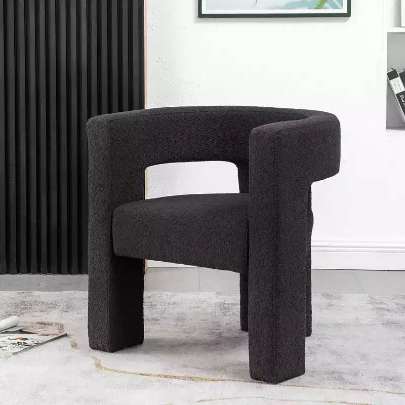 Poltrona a braccioli quadrati rivestita in bouclé da 71 cm - Kinwell
