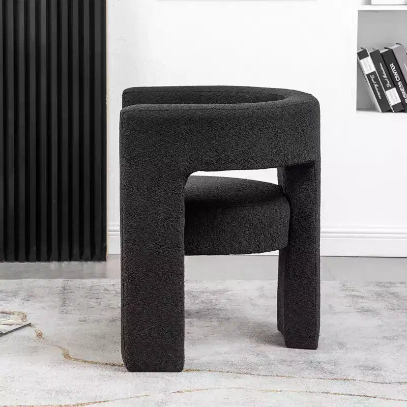 Poltrona a braccioli quadrati rivestita in bouclé da 71 cm - Kinwell