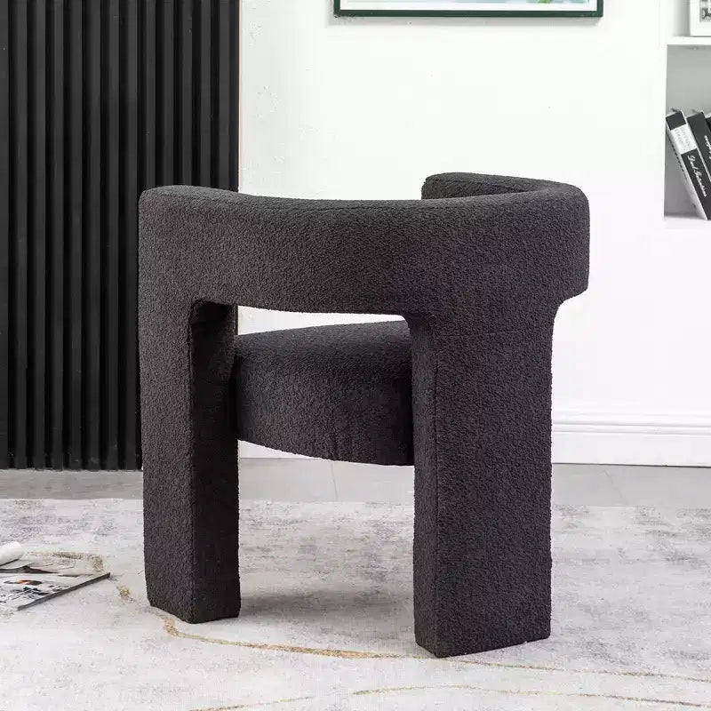 Poltrona a braccioli quadrati rivestita in bouclé da 71 cm - Kinwell