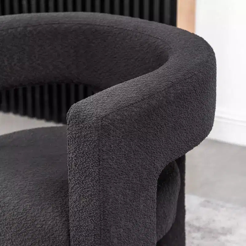 Poltrona a braccioli quadrati rivestita in bouclé da 71 cm - Kinwell