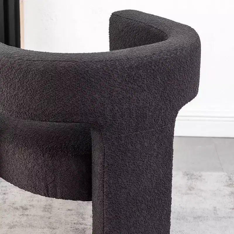 Poltrona a braccioli quadrati rivestita in bouclé da 71 cm - Kinwell