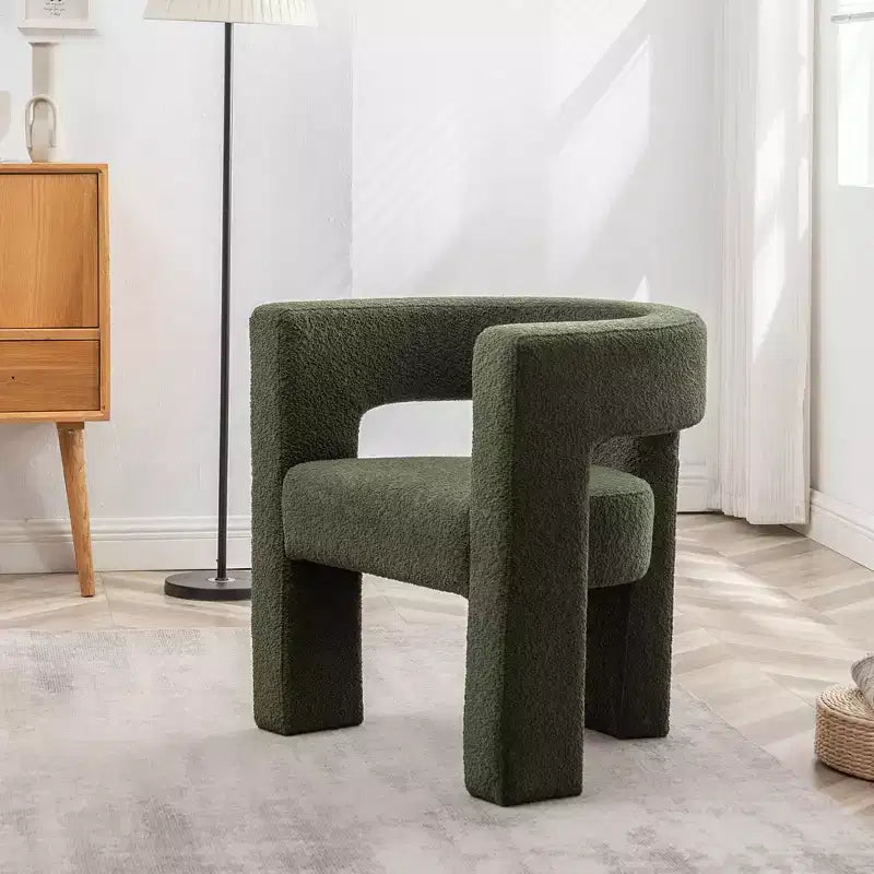 Poltrona a braccioli quadrati rivestita in bouclé da 71 cm - Kinwell