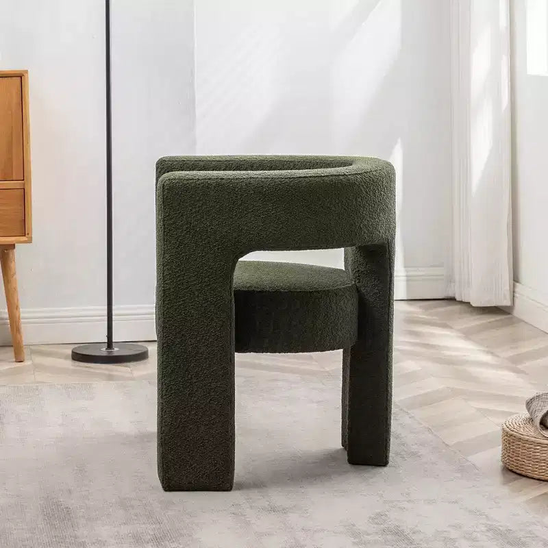 Poltrona a braccioli quadrati rivestita in bouclé da 71 cm - Kinwell